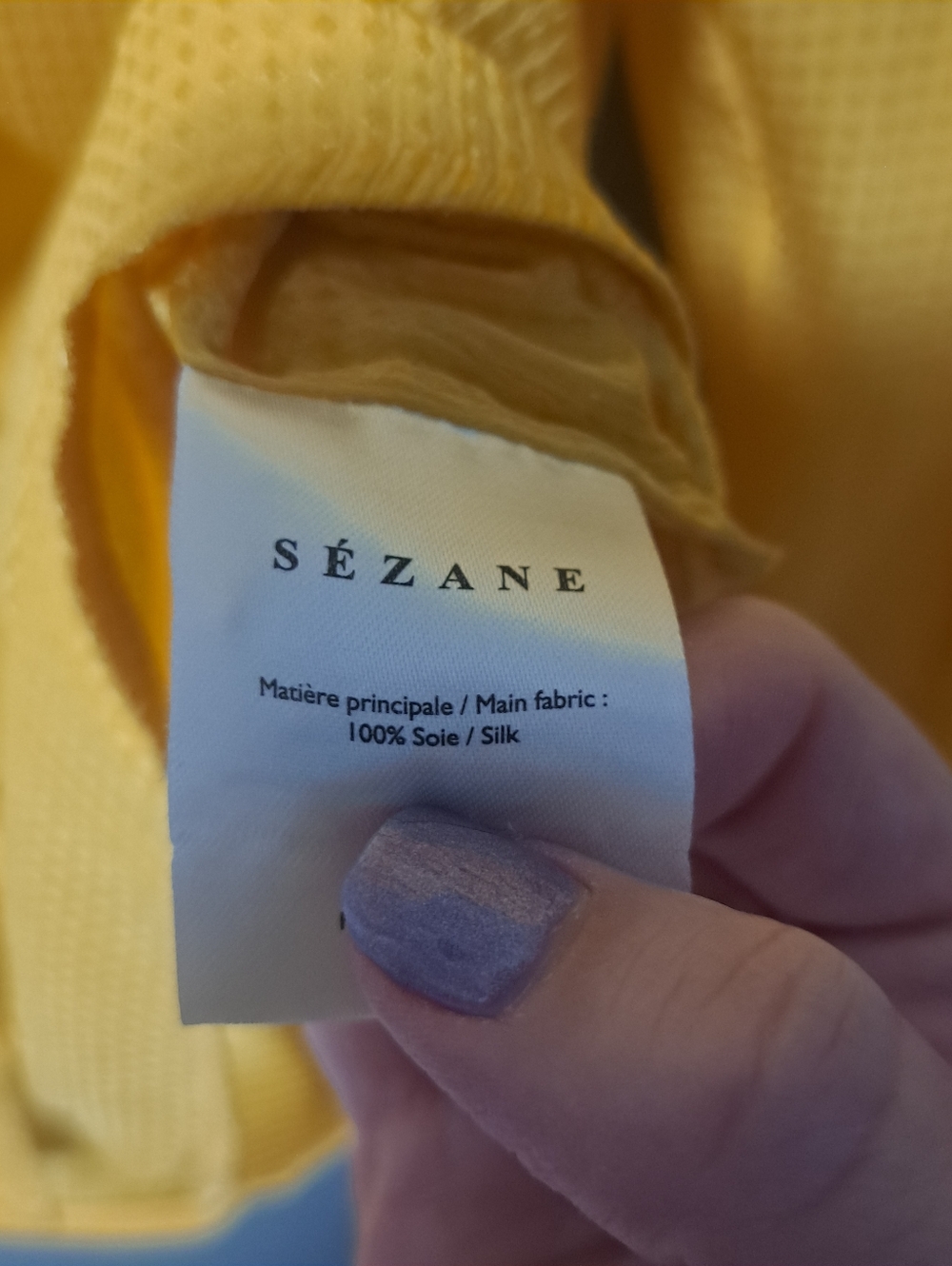 Sezane 100% Silk Priscille Blouse Yellow 40 NWOT - Picture 7 of 8